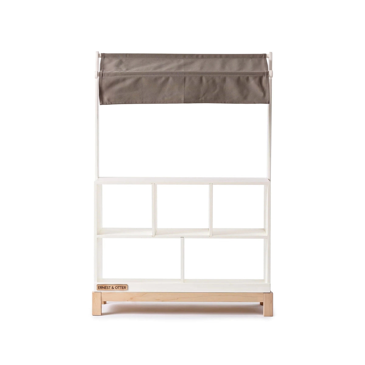 Ernest & Otter wood market stand white with gray canopy