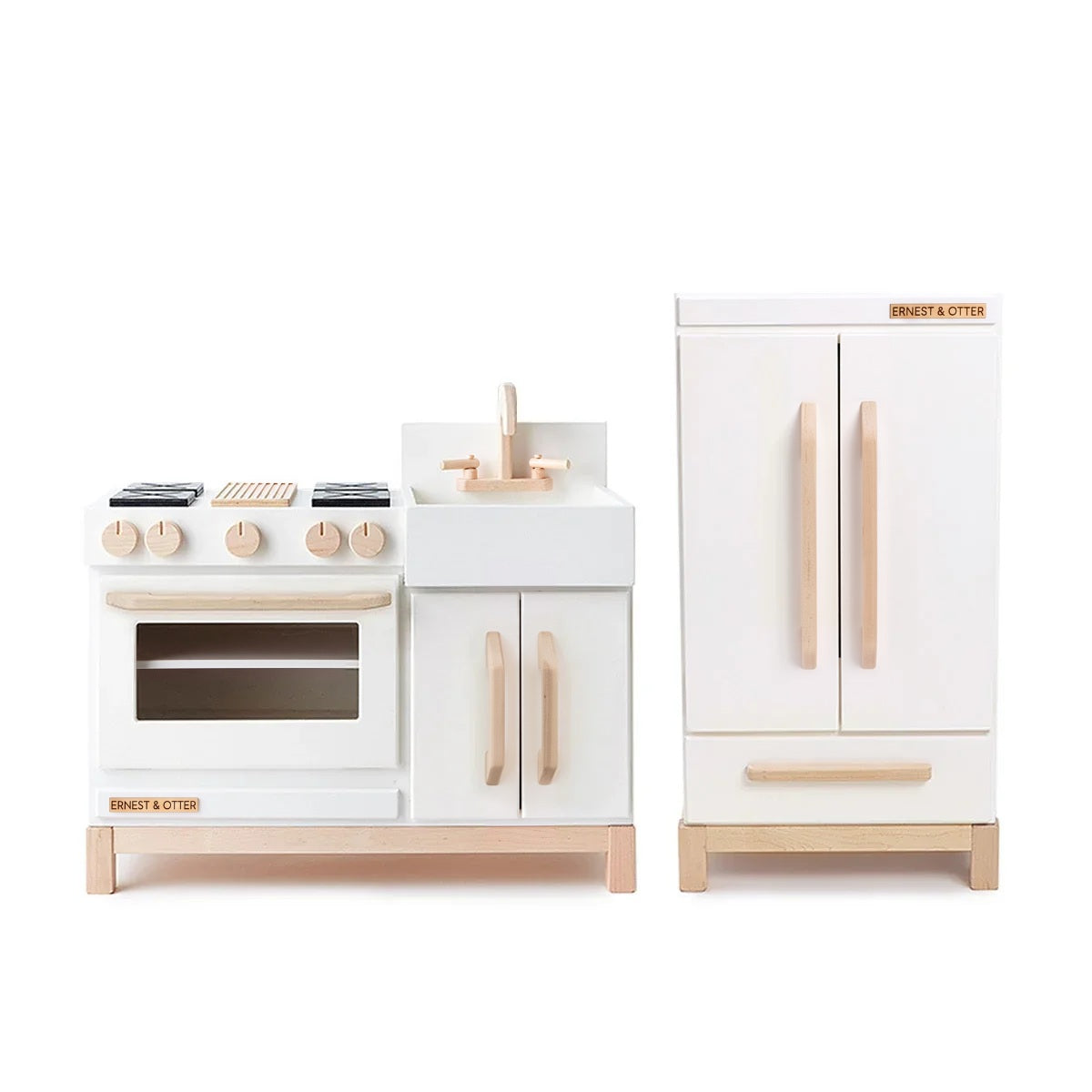 Ernest & Otter essential wood play kitchen refrigerator white