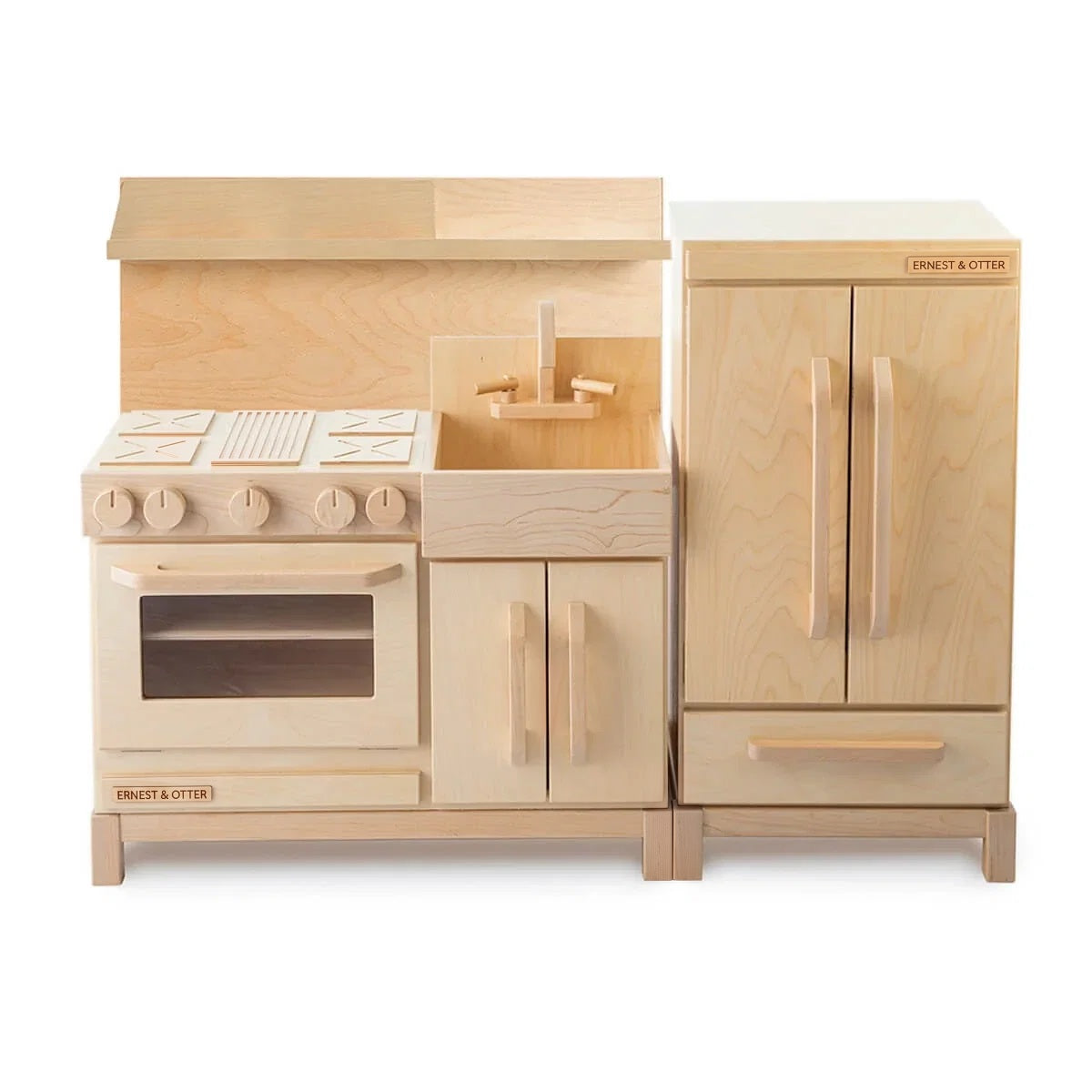 Ernest & Otter essential wood play kitchen hood refrigerator natural