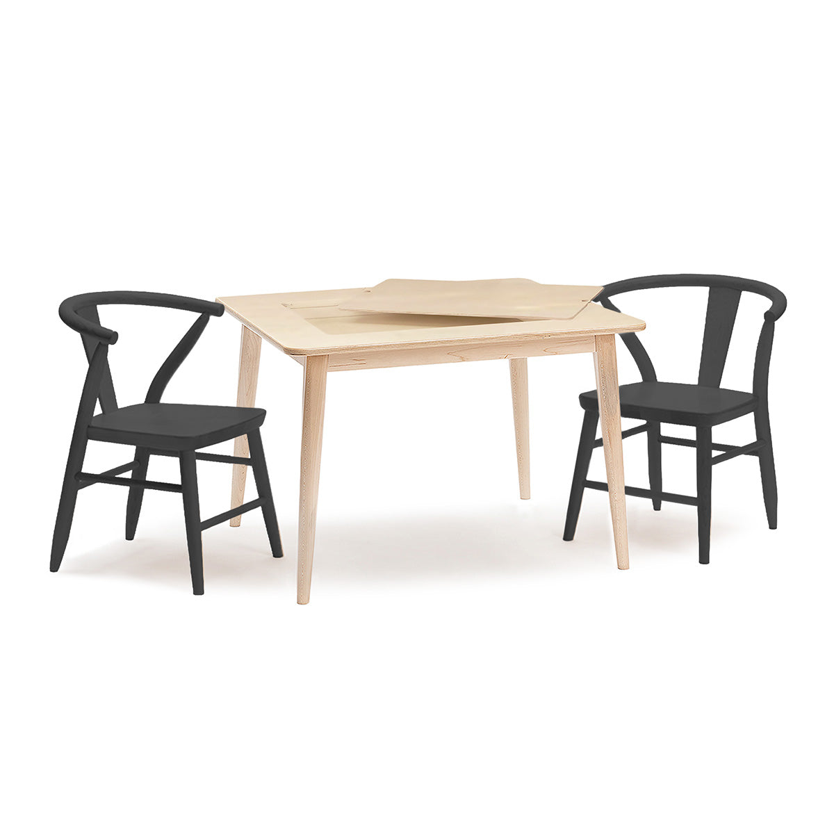 Wood Play Table and Chairs Set for Kids, 29" with Storage - Crescent