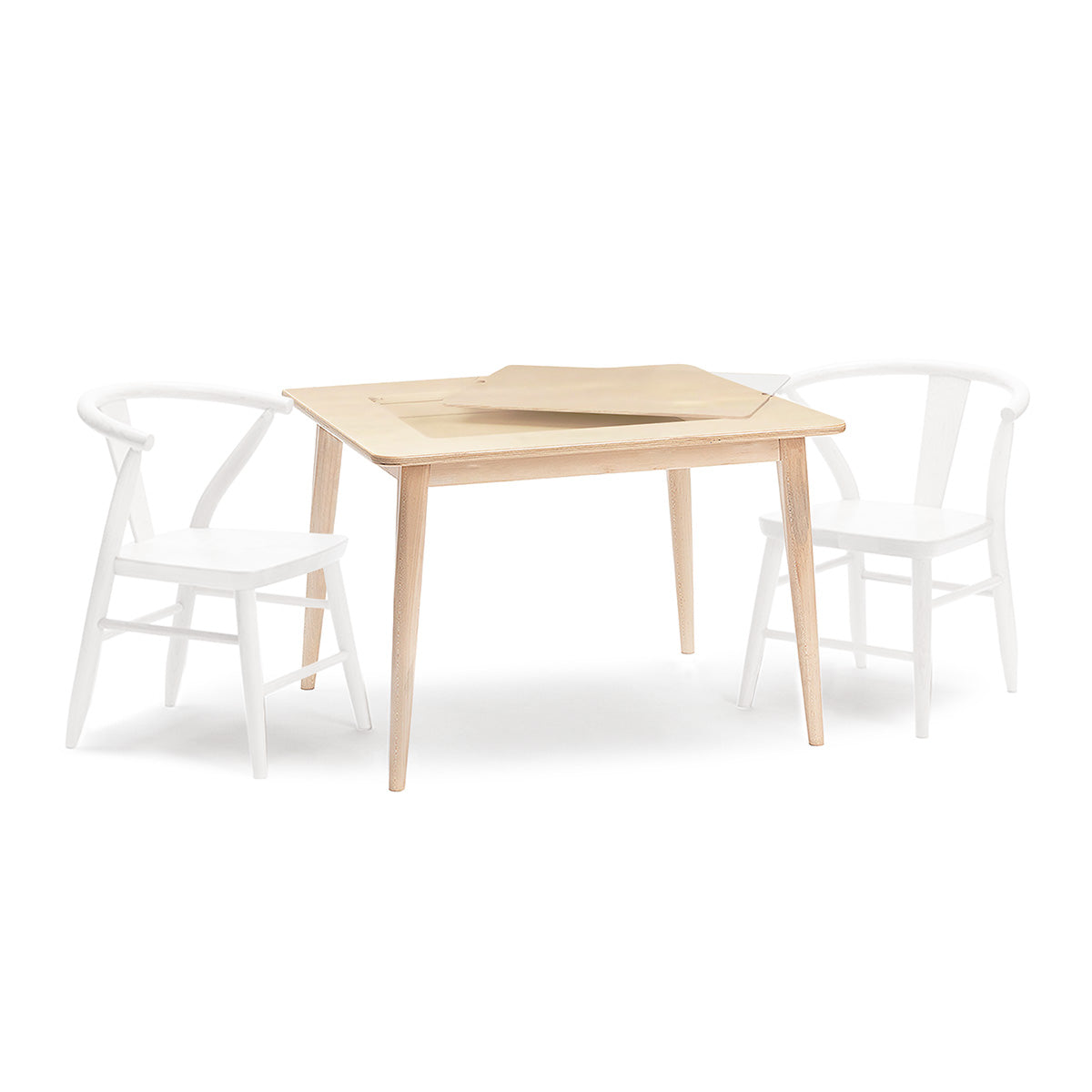 Wood Play Table and Chairs Set for Kids, 29" with Storage - Crescent