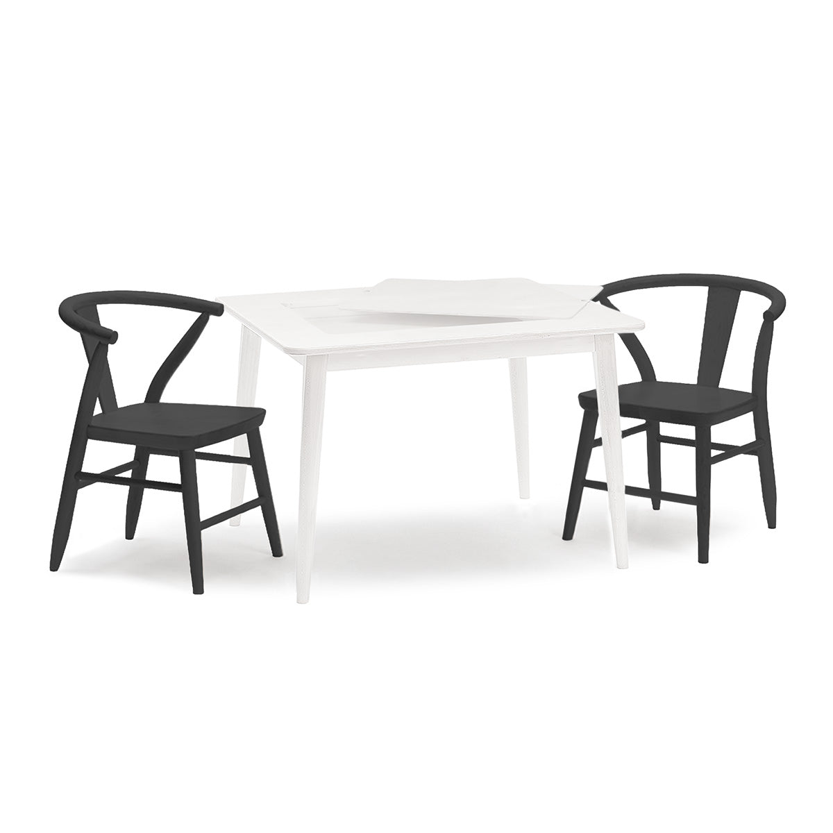 Wood Play Table and Chairs Set for Kids, 29" with Storage - Crescent