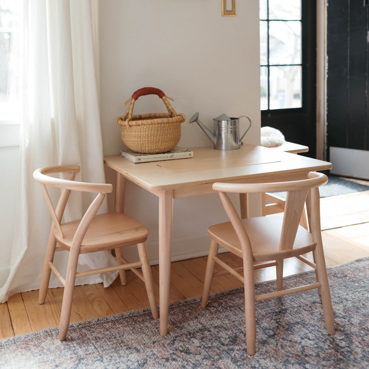 Wood Play Table and Chairs Set for Kids, 29" with Storage - Crescent
