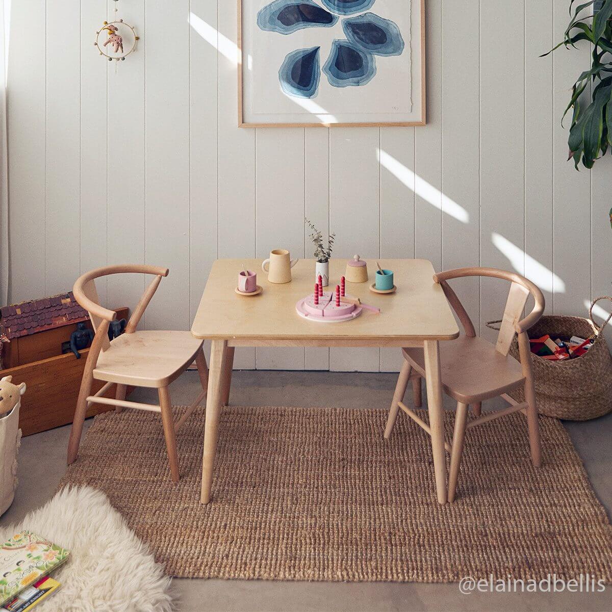 Wood Play Table and Chairs Set for Kids, 29" - Crescent