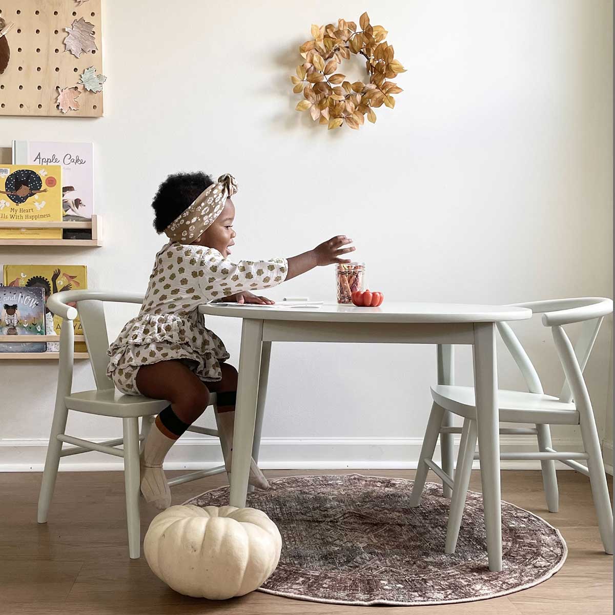 Wood Play Table and Chairs Set for Kids, Round Table - Crescent