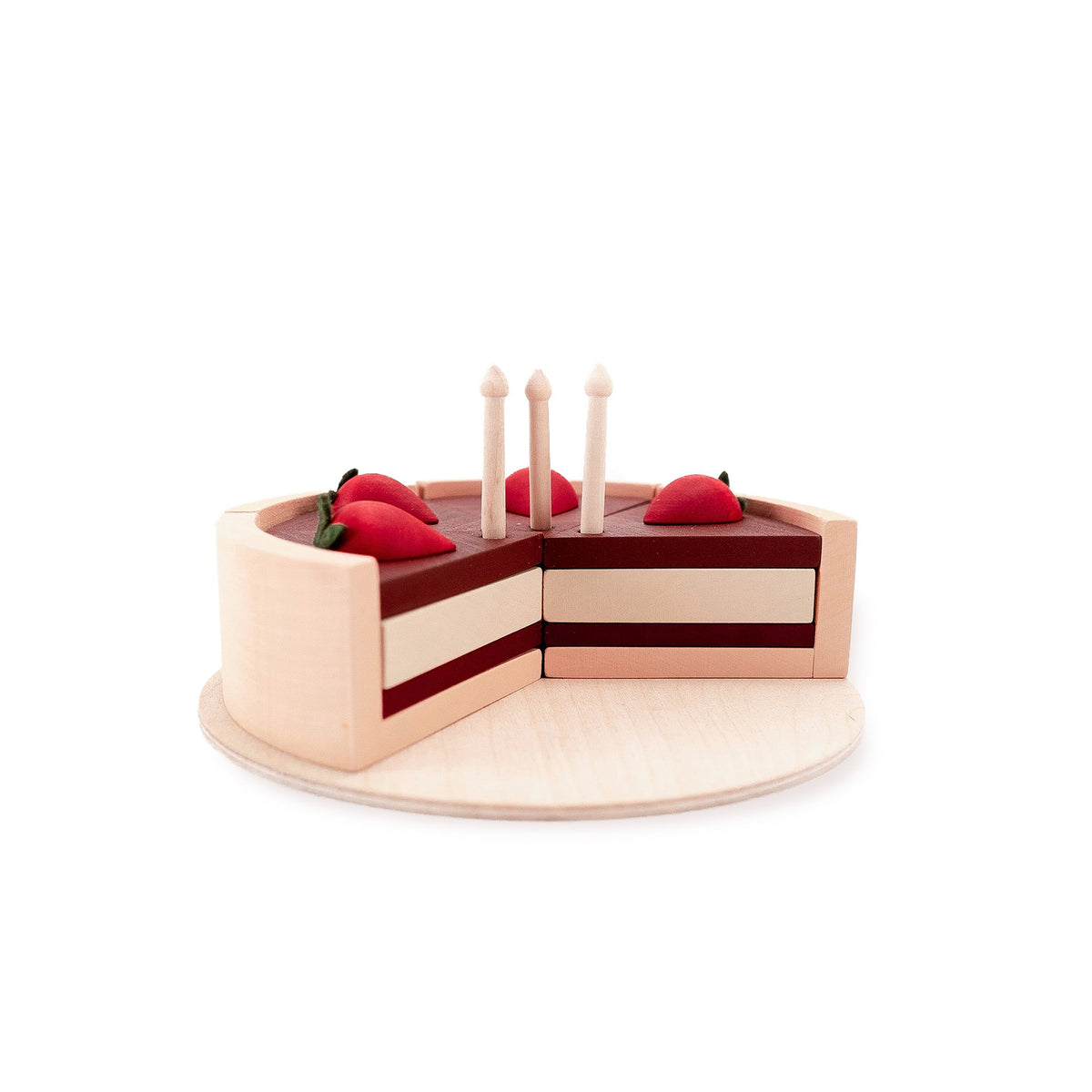 Wooden Play Chocolate Cake with Strawberries