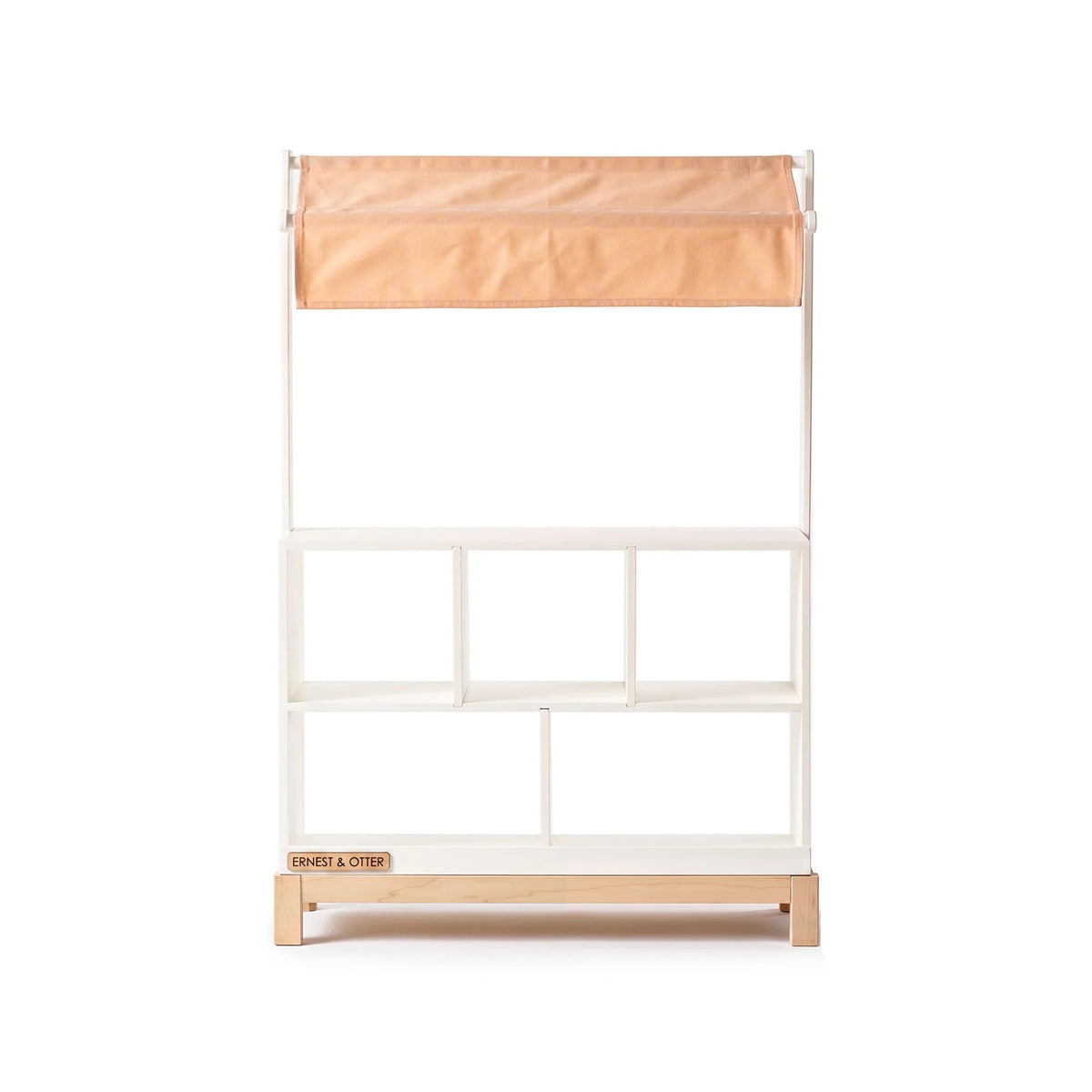Wooden Play Market Stand - white with pink canopy