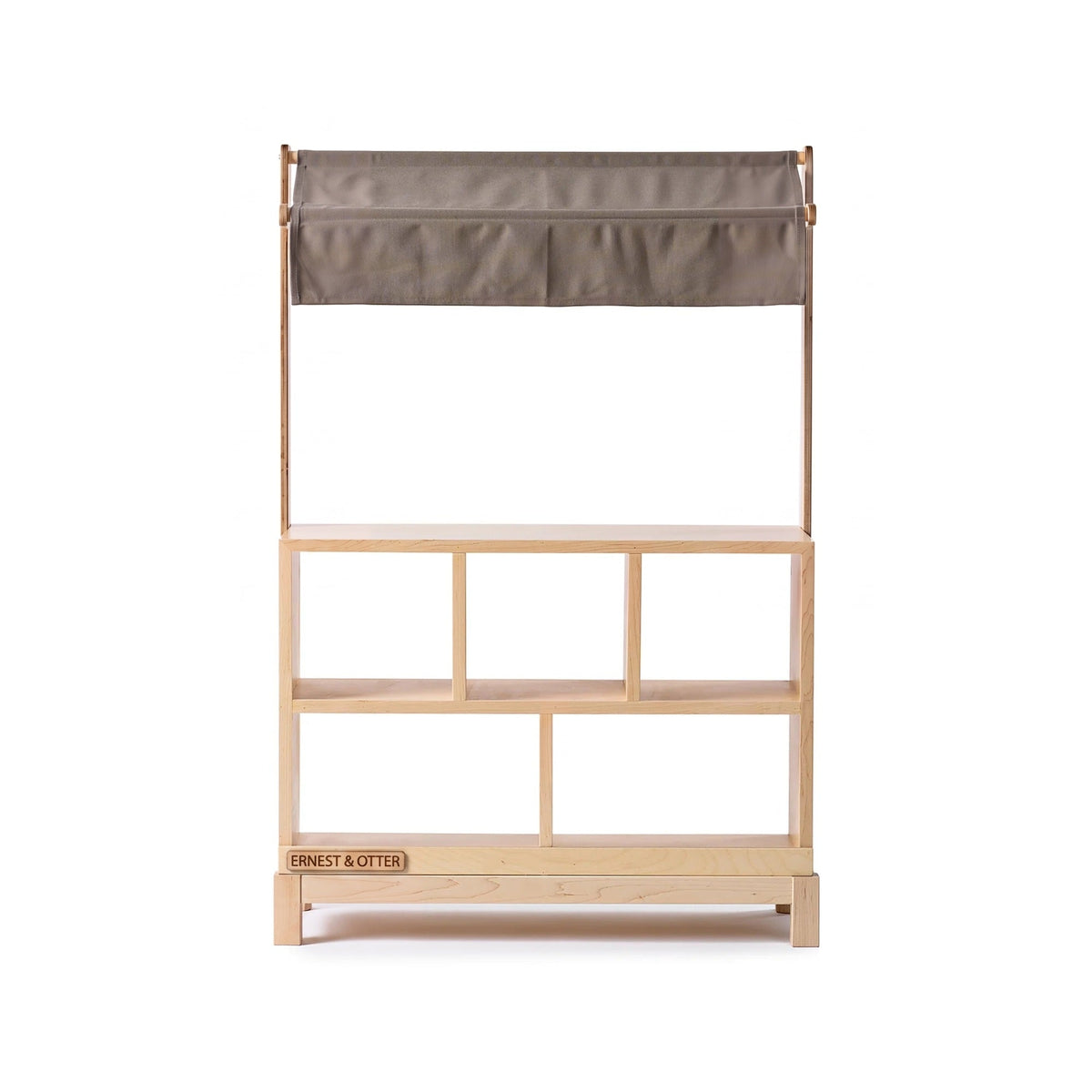 Ernest & Otter wood market stand natural with gray canopy