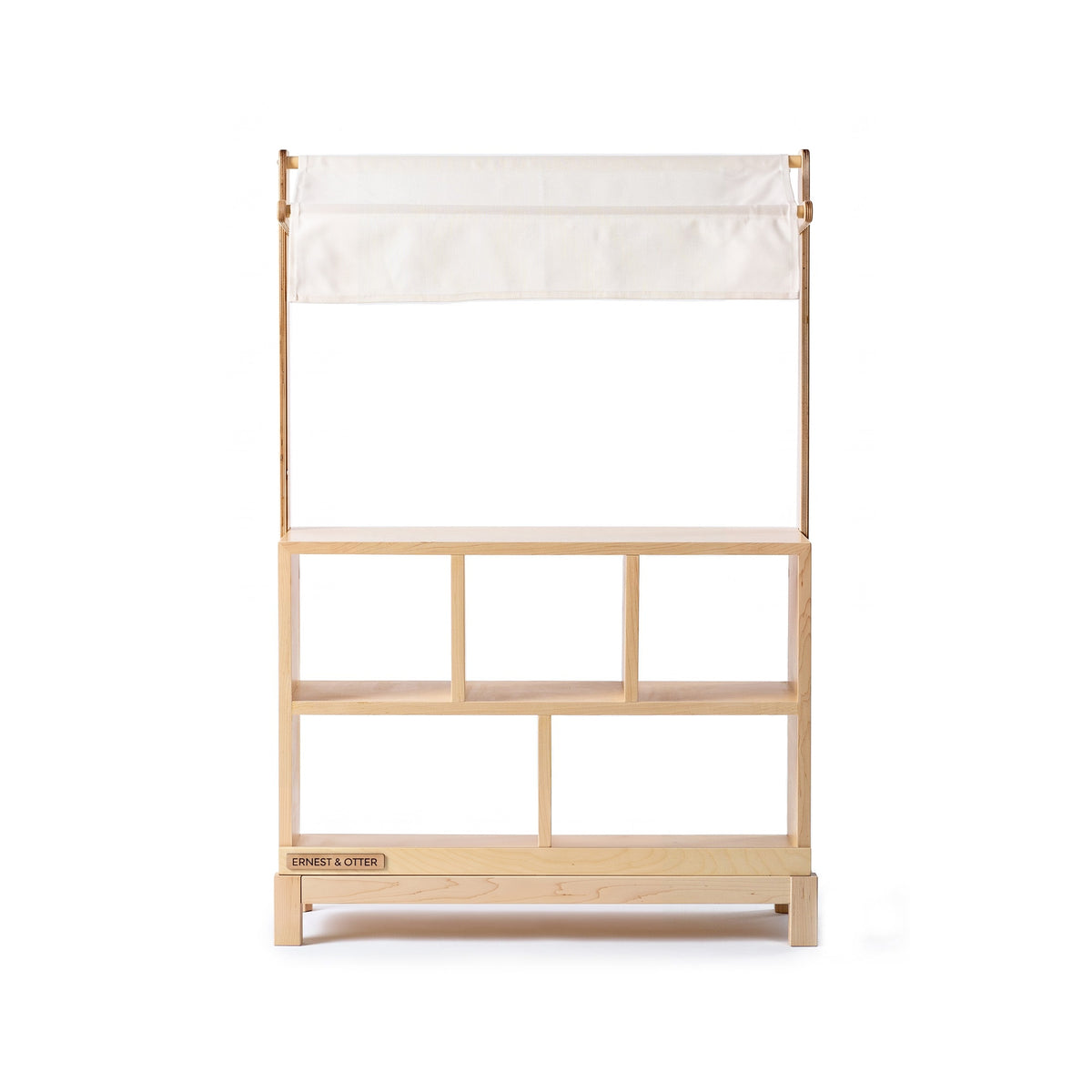 Ernest & Otter wood market stand natural with white canopy