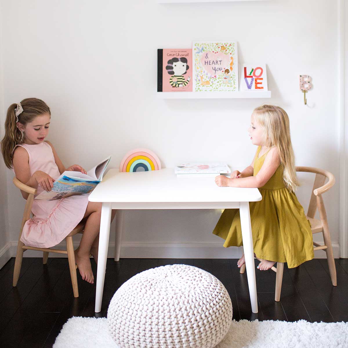 Wood Play Table and Chairs Set for Kids, 29" - Crescent