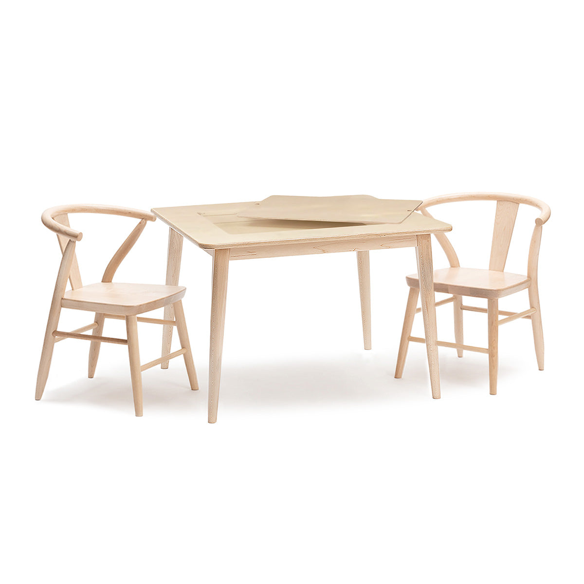 Wood Play Table and Chairs Set for Kids, 29" with Storage - Crescent