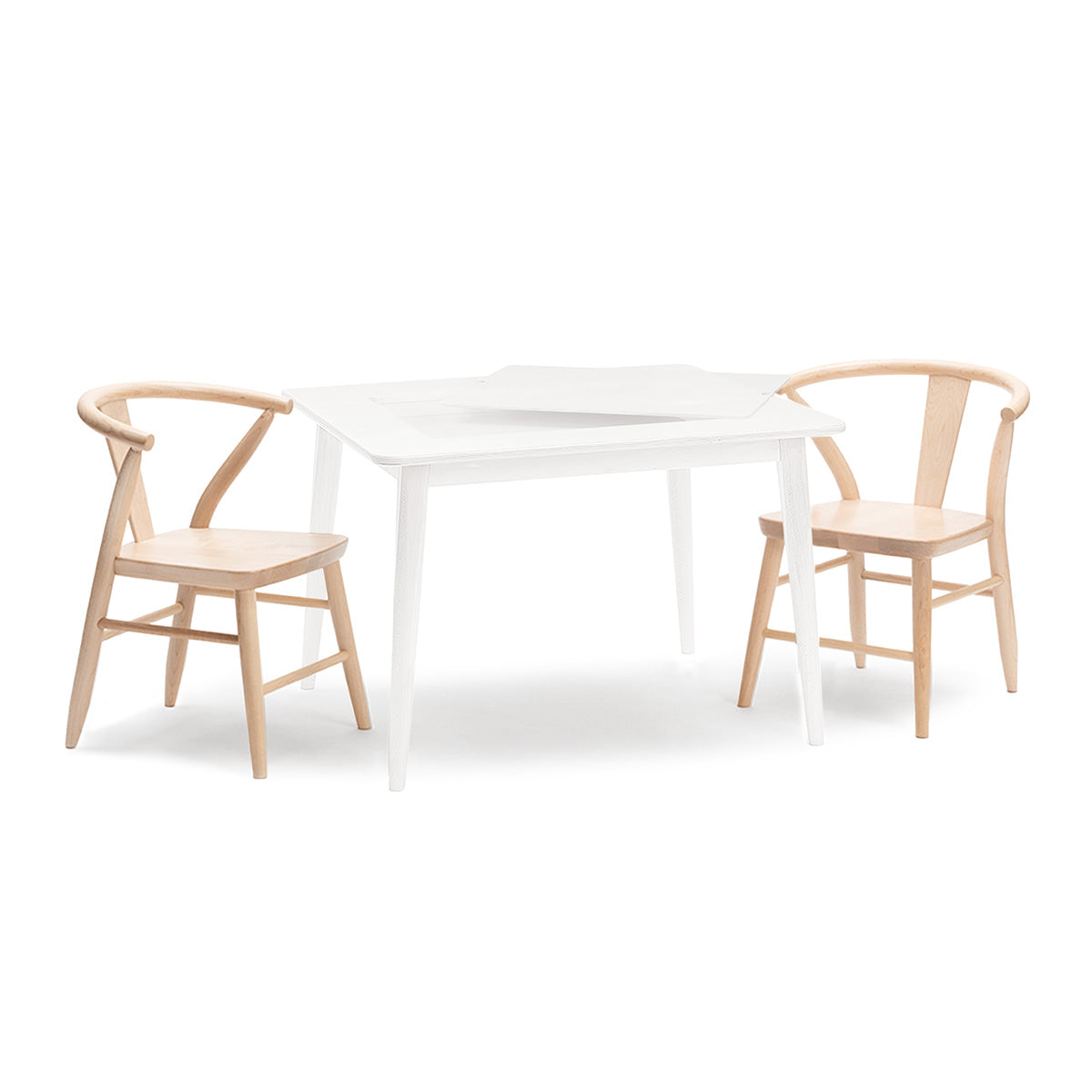 Wood Play Table and Chairs Set for Kids, 29" with Storage - Crescent