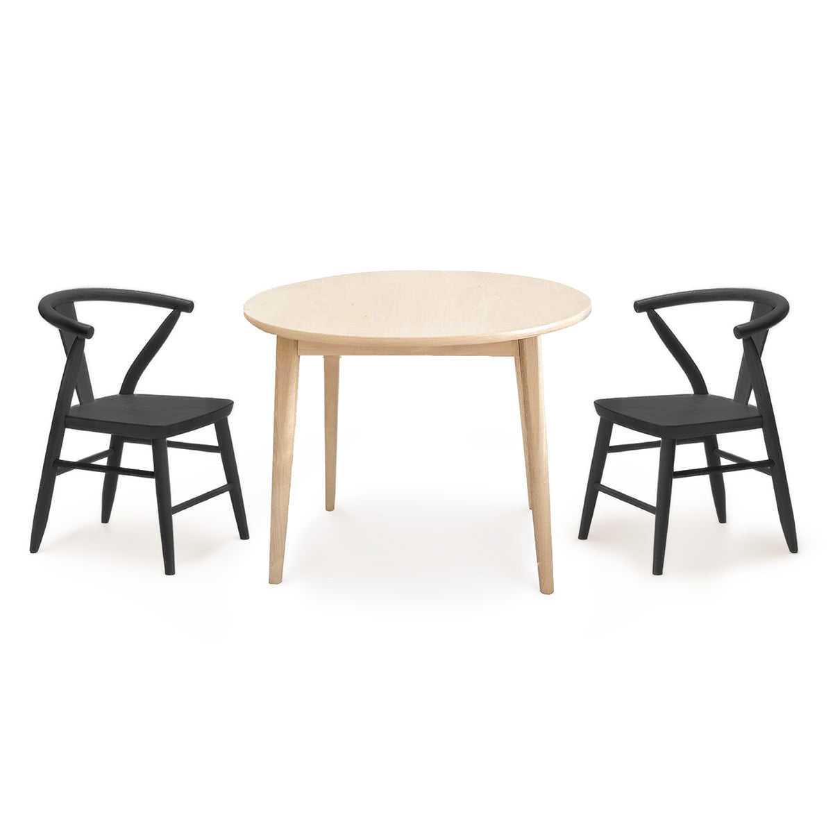 Wood Play Table and Chairs Set for Kids, Round Table - Crescent