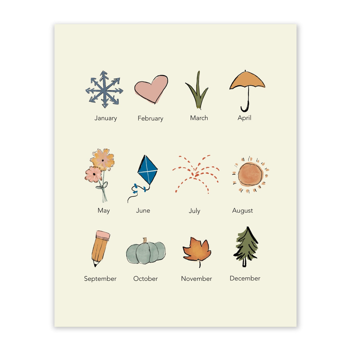 Months of the Year - Artwork Print