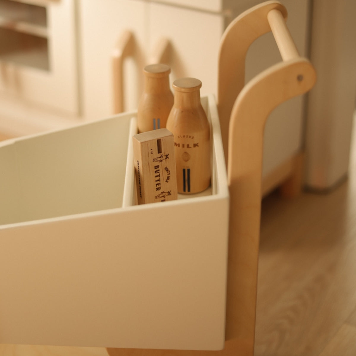 Kids Wooden Play Shopping Cart