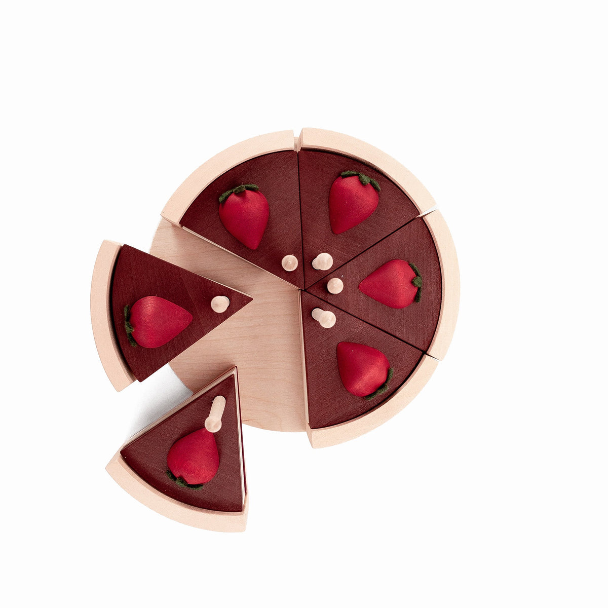 Wooden Play Chocolate Cake with Strawberries