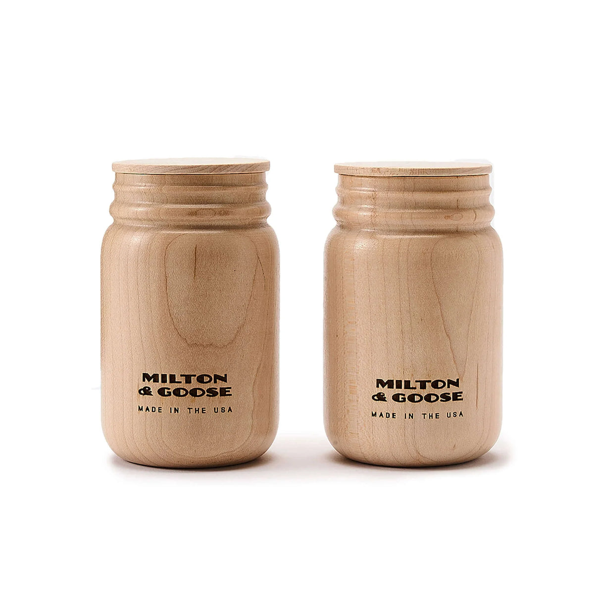 Wooden Mason Jars, Set of 2 with Lids